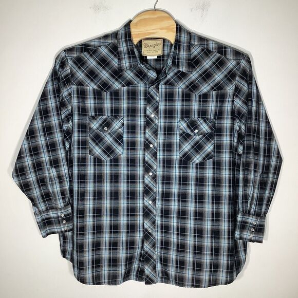 Wrangler Mens Long Sleeve Pearl Snap‎ Shirt Size 3XL - Picture 2 of 7